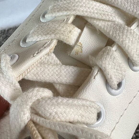 J Crew Crewcuts Sneaker Shoes Boys 11 White Faux Leather Court Lace Up - Picture 2 of 16